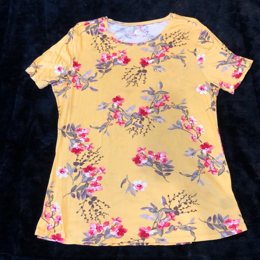 Yellow Floral Short-Sleeve Top